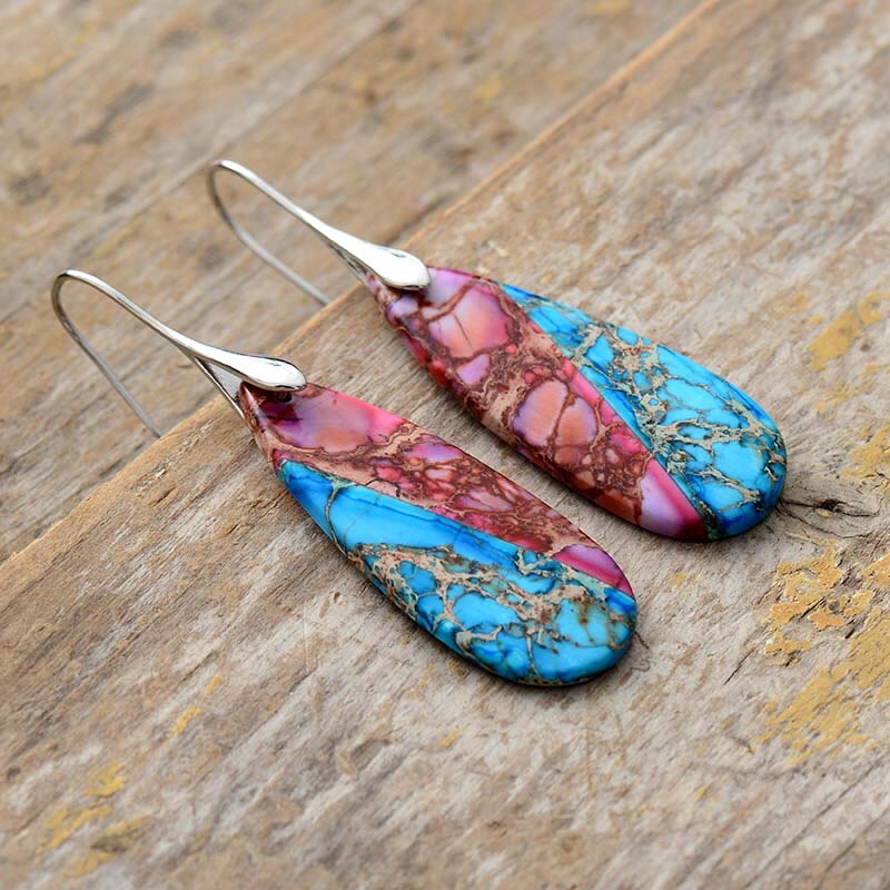 Luxury Women Jaspers Dangle Earrings Elegant Lady Boho Natural Stones Earring Teen girls Jewelry Dropship Wholesale
